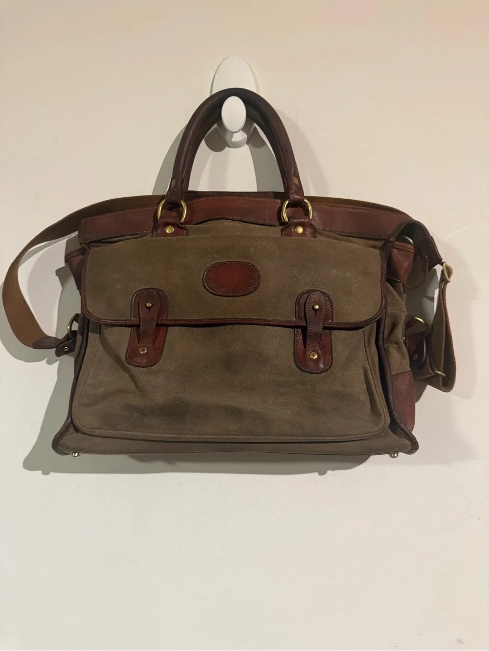 Ghurka Classic Men's Canvas Leather Briefcase - Brown/Tan vintage rare
